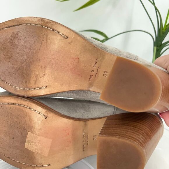 Rag & Bone Harrow Ankle Boots Women's Size 39 9 Grey Suede Leather Strap Heel - Picture 12 of 15